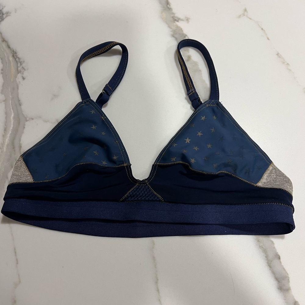 Xirena Triangle Bralette Bra Women's S Navy Star print